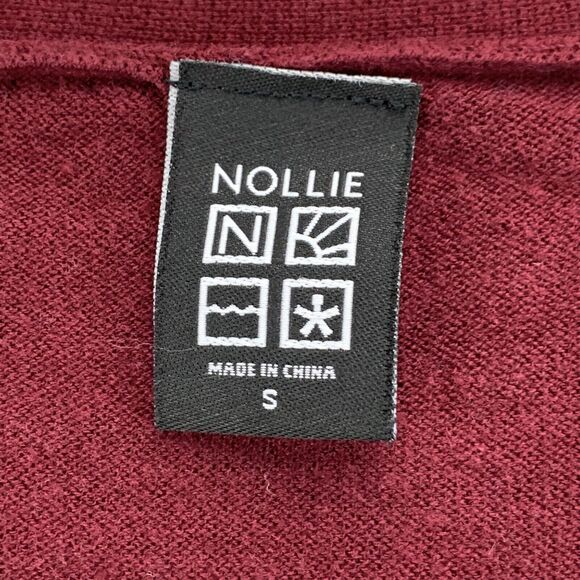 Nollie Oxblood Womens Cardigan Sweater Size Small Pockets Red Studded Stretch - Picture 7 of 13